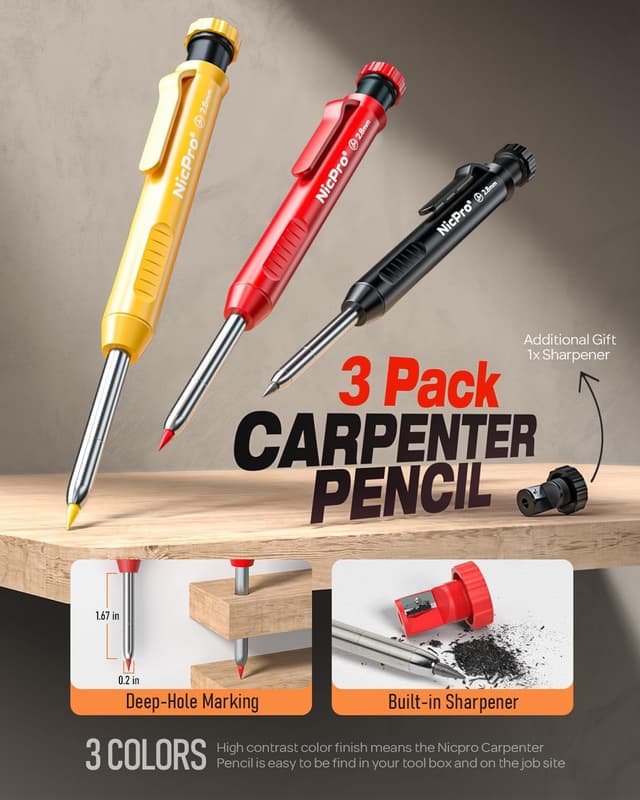 Thumbnail 3 de Nicpro Matite carpentiere 18 pezzi ✏