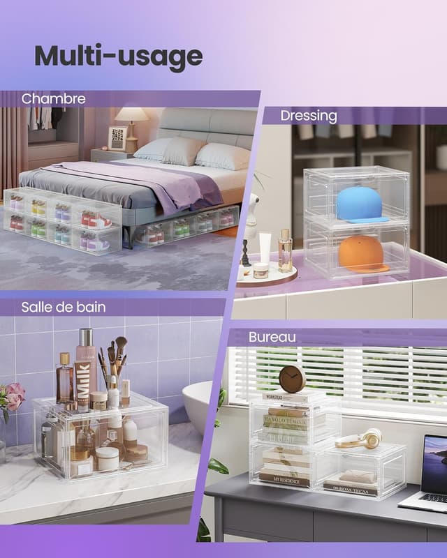 Thumbnail 6 de SONGMICS Lot de 6 boîtes à chaussures transparentes avec porte LSP506W01 (jusqu’à la pointure 46)