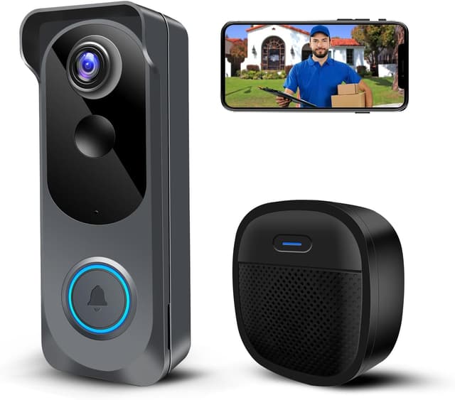 Detalle de Wireless Video Doorbell Camera with Chime (1080P Wi‑Fi, PIR, 2‑Way Audio) with Voice Changer, IP66