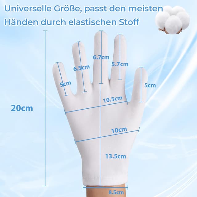 Detalle 2 de Donfri Baumwollhandschuhe 2 Paar für Neurodermitis