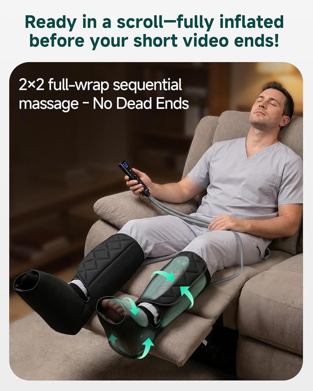 Detalle de Snailax Leg Massager with Heat and Compression for Calves and Feet