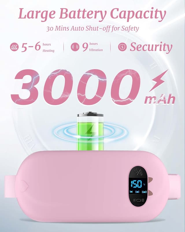 Detalle 2 de Heat Pad for Period Pain Relief – Upgraded 6 Heat Massage Modes Electric Fast Heating Belt (USB rechargeable)