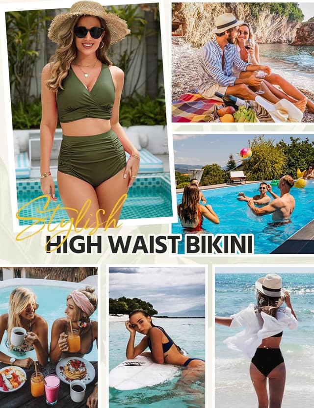 Detalle de Maillot de bain femme Svanco 2 pièces gainant ventre plat, taille haute et décolleté en V