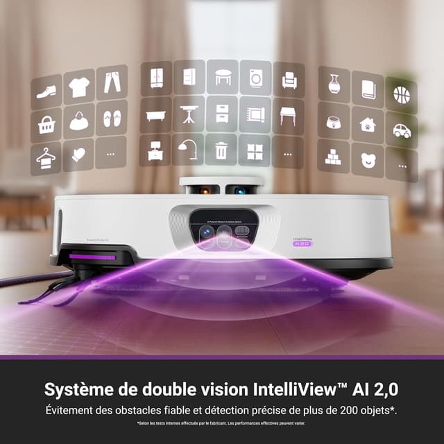 Detalle de EUREKA J15 Max Ultra – Robot aspirateur laveur avec station autonettoyante, serpillière chauffée et brosse latérale extensible