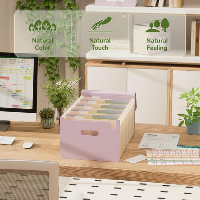 Detalle de EcoStash Accordion File Organiser (26 Pockets) in Lavender Purple – A4/Letter expanding document folder