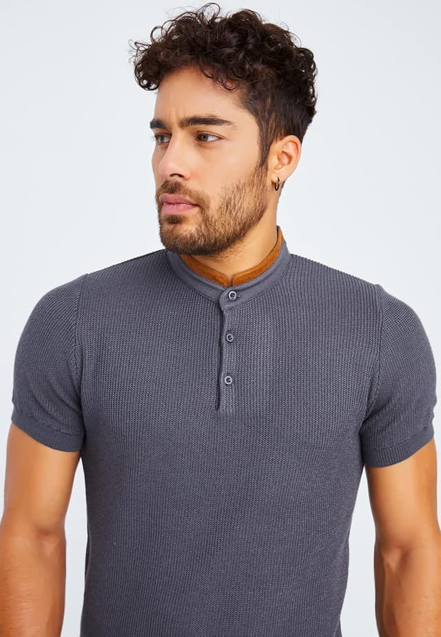 Detalle de Leif Nelson LN7705 maglietta da uomo a maniche corte con scollo rotondo