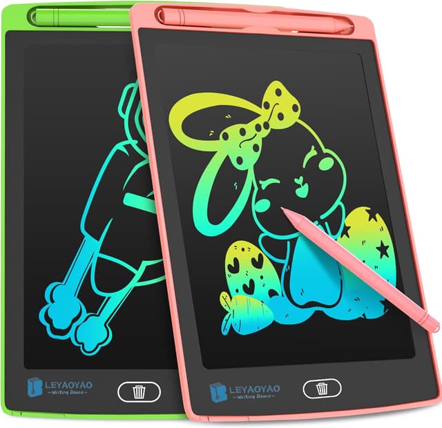 Detalle de Kinder-LCD-Schreibtafel (8,5 Zoll) im 2er-Set – Maltafel zum Kritzeleien für 3–8 Jahre, Rosa/Grün