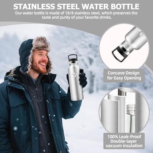 Detalle de Botella térmica 1 L acero inoxidable, aislamiento al vacío 💧