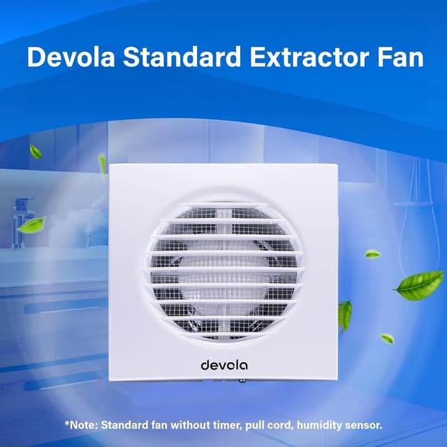 Detalle de Devola DVF100 100mm Standard Axial Bathroom Extractor Fan (4 Inch) – Made in Britain
