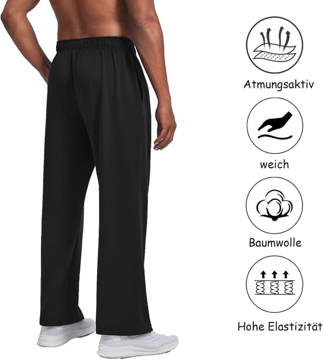 Detalle de PINSPARK Reha Hose für Herren – Lang-Sporthose mit durchgehendem Reißverschluss und Baumwolle