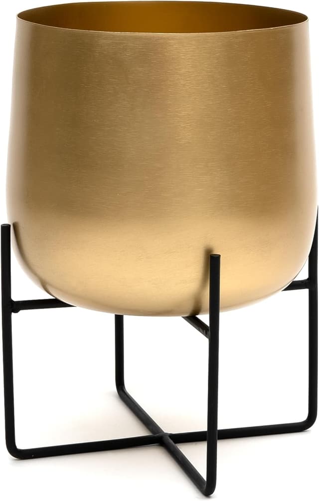 Imagen de Olly & Rose Gold Plant Pot with Black Stand en OfertitasTOP