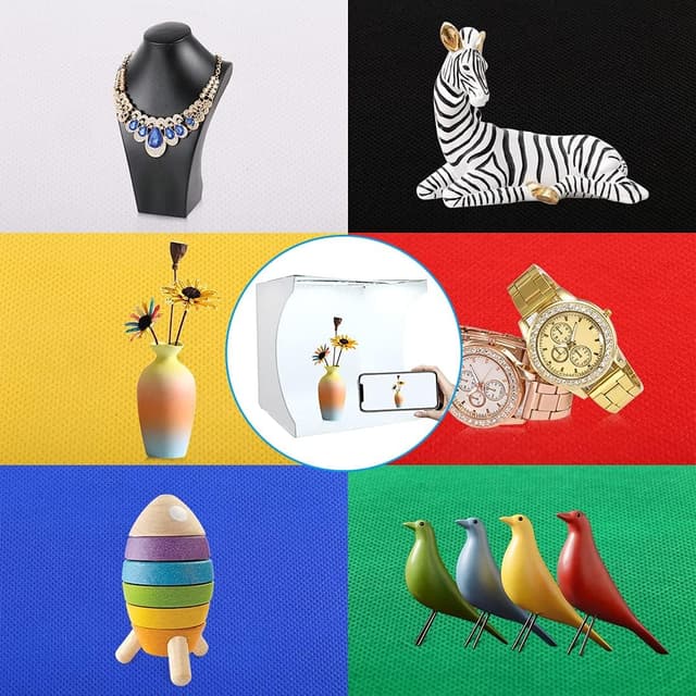 Detalle de PULUZ 30CM Portable Photo Light Box Ring Light for Product Photography with 128 Lamp Beads & 6 Backdrops