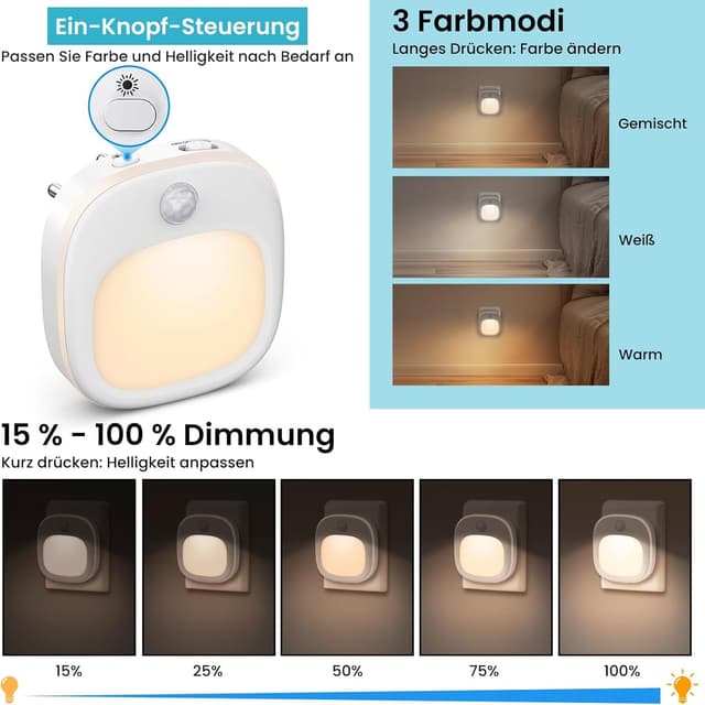 Detalle 2 de Nachtlicht mit Bewegungsmelder 2 Stück