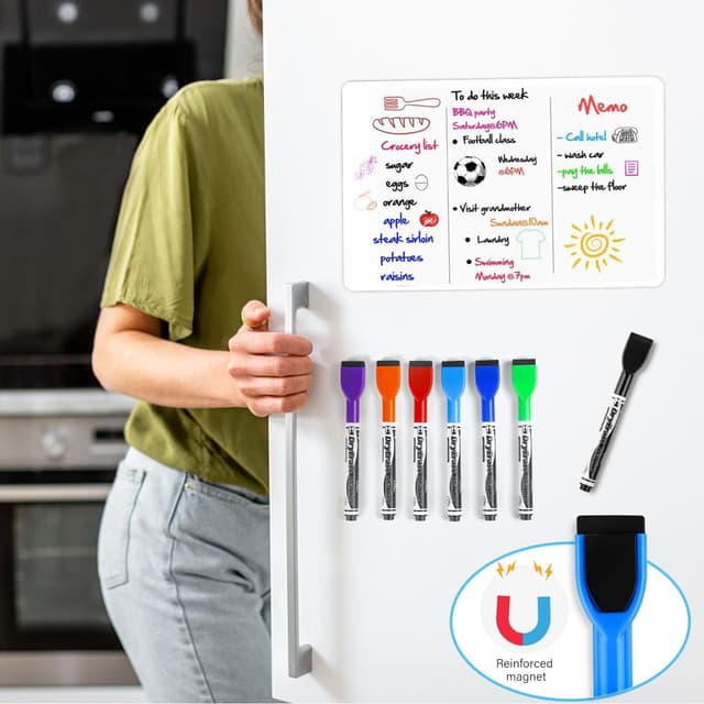 Detalle de Autoau Whiteboard-Marker Set (12 Farben) – magnetisch, abwischbar, mit Radiergummi