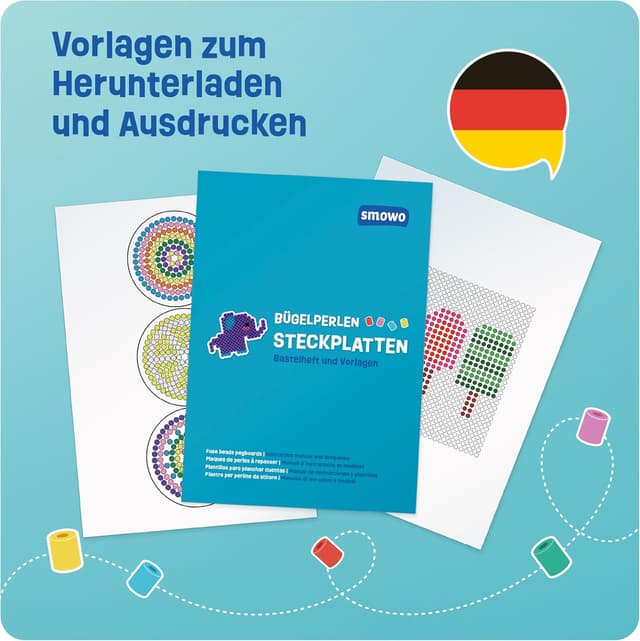 Detalle 2 de Smowo® 8 Bügelperlen Steckplatten (5 mm) – quadratisch & transparent, 14,5 x 14,5 cm, zusammensteckbar