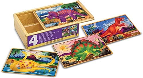 Detalle de Melissa & Doug Rompecabezas de Dinosaurios 🦖 - 4 Puzzles Educativos