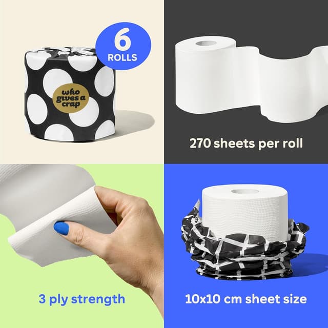 Detalle 2 de Who Gives A Crap Where's The Loo Edition Bamboo Toilet Roll 6 Pack