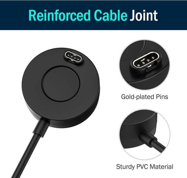 Detalle de TiMOVO USB charger dock with cable for Garmin Vivoactive, Fenix & Forerunner (portable charging dock, black)