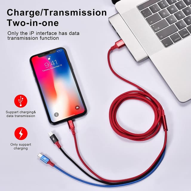 Detalle de 3Pcs 3A multi USB charging cable 1.5m