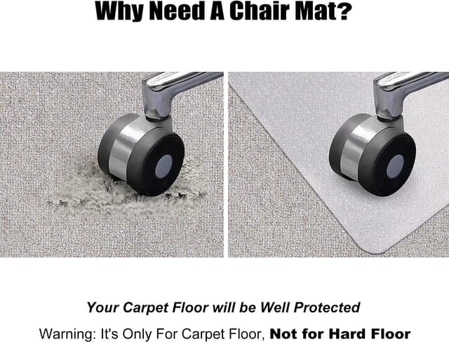 Detalle de Kuyal Clear PVC Carpet Chair Mat 48" x 36" (BPA-free) for Home Office Floors