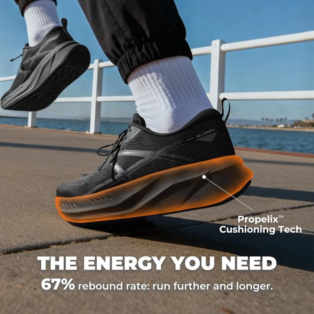 Detalle de ALLSWIFIT Men’s Road Running Shoes Cushion Tennis Shoes with Arch Support (Active5K)