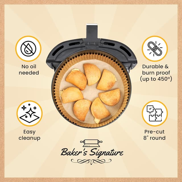 Detalle 2 de Baker's Signature Round Air Fryer Liners Disposable (125 pcs, 8 inch / 20 cm)