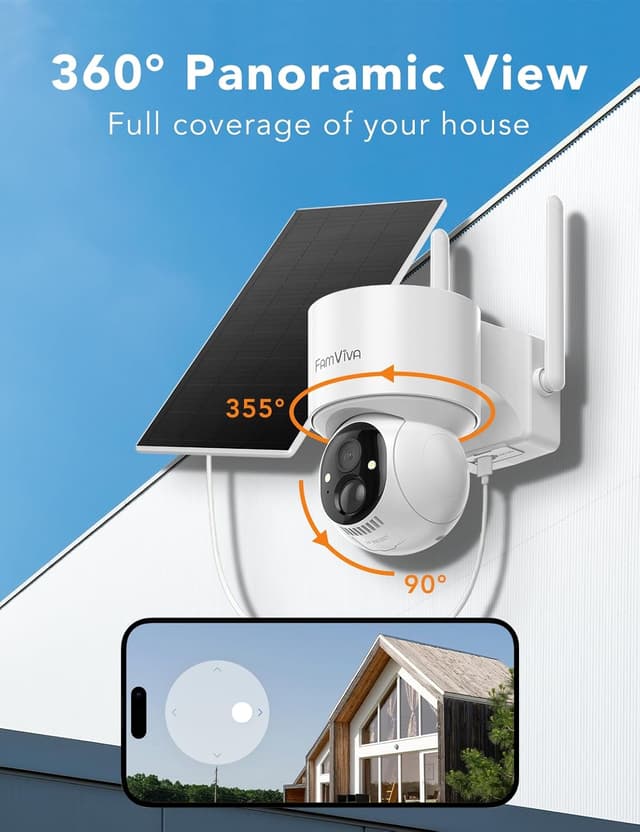 Detalle 2 de FAMVIVA 2K Solar Wireless Outdoor Camera 360°
