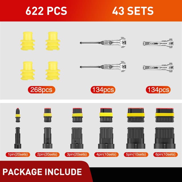 Thumbnail 6 de Nilight 622PCS Electrical Connector Set for Car & Motorcycle