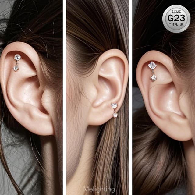 Thumbnail 4 de Melighting Orecchino elica titanio 16G zirconia