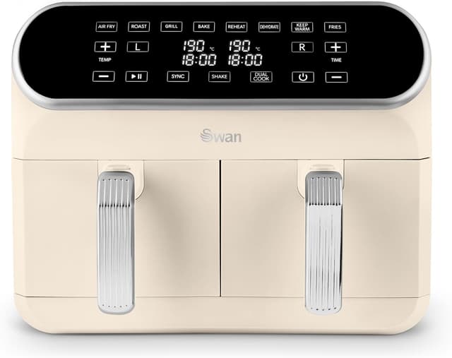 Detalle de Swan SD10519C Retro Dual Basket Air Fryer (8L, 1700W) with Swan Cyclone Technology