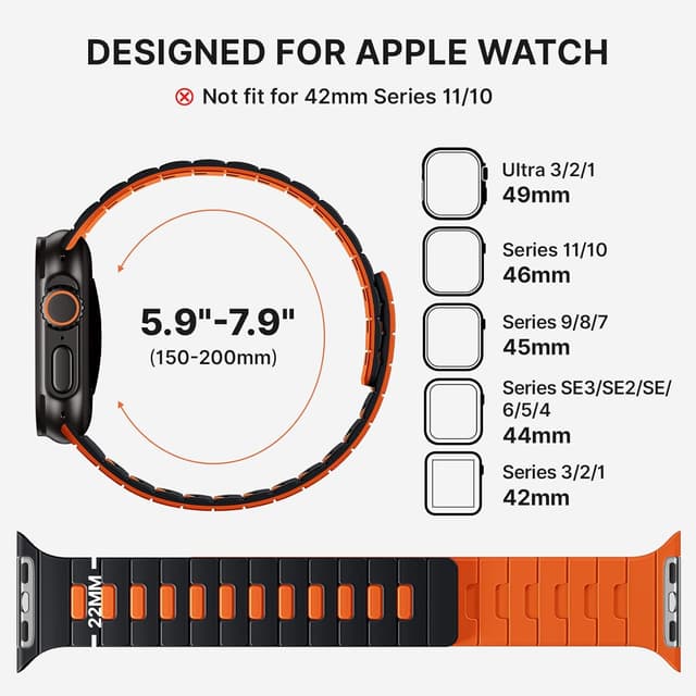 Detalle de Bandletic Double Magnetic Strap (Soft Silicone, Reversible) for Apple Watch 49mm–38mm