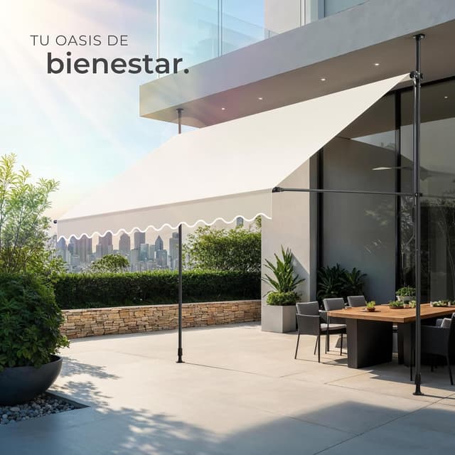 Thumbnail 6 de tectake® Toldo Terraza Manual 300 cm Beige ☀️ Resistente a UV y Agua