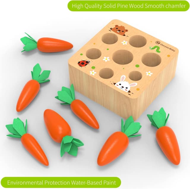 Thumbnail 3 de KMTJT Montessori Carrot Harvest Shape Sorter for 12 Months