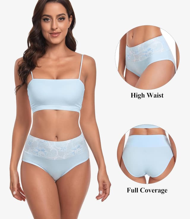 Detalle de Lapulas 5-Pack Women’s Cotton High Waisted Full Briefs (95% Cotton, Stretchy Underwear)