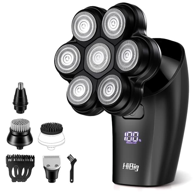 Detalle de HiBig 7D Arc Magnetic Detachable Electric Razor Kit for Bald Men (IPX7, 5-in-1)