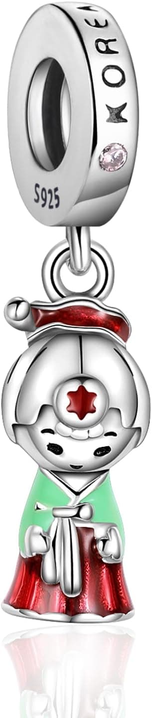 Detalle de FLUFLO Charm-Anhänger Damen 925 Sterling Silber mit Zirkonia, passend für europäische Armband- und Halsketten-Charmsysteme (C03)