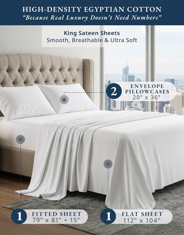 Detalle 2 de Egyptian Cotton Sheets King Size 15"