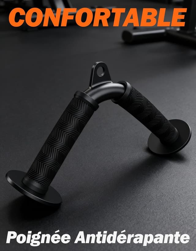 Detalle 2 de Fitarc Barre V Triceps pour poulie (accessoire pour machine à câbles) avec poignées antidérapantes en caoutchouc, charge max 180 kg