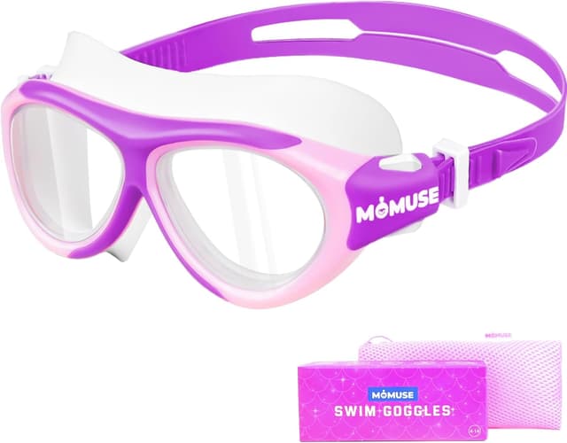 Detalle de MOMUSE occhialini da nuoto per bambini 12-18 anni (visiere M-L) anti-appannamento e ampia visione