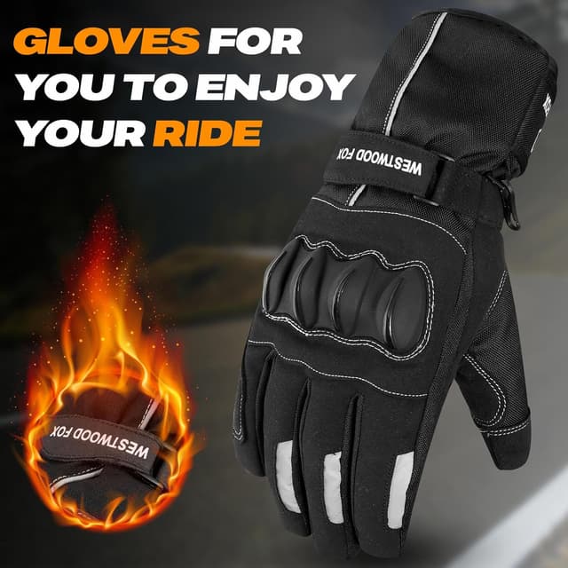 Detalle 2 de WESTWOOD FOX – Gants de moto homme Thinsulate imperméables, coupe-vent et tactiles