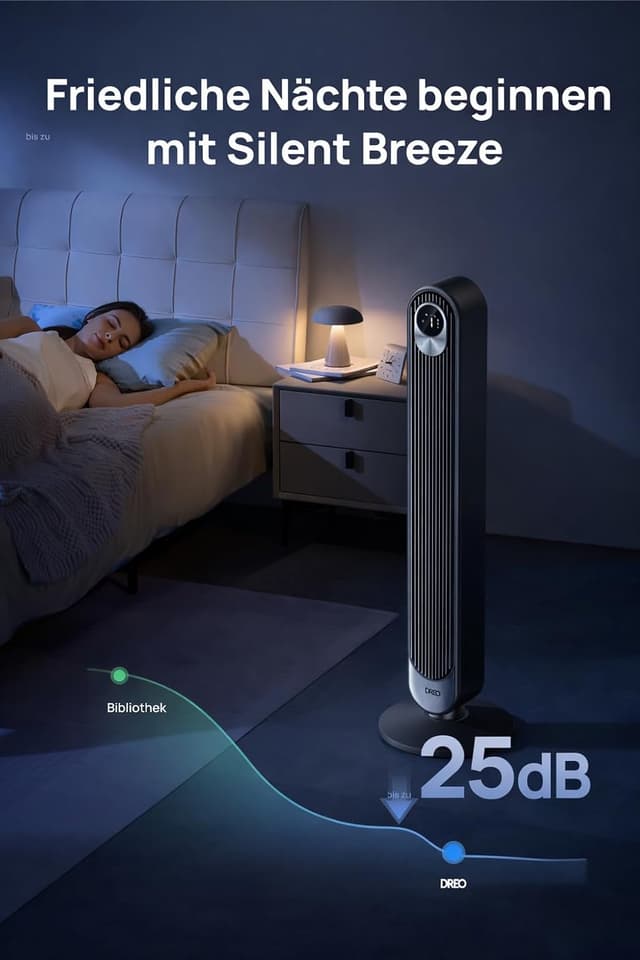 Detalle de DREO Turmventilator DC Motor 12h Timer