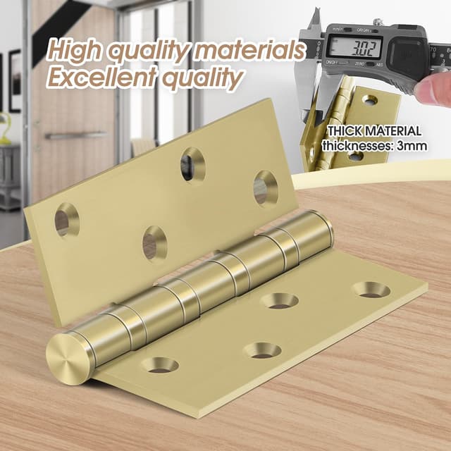 Detalle 2 de AOLISHENG 4 inch (100mm) x 75mm stainless steel heavy duty door hinges – 1 pair