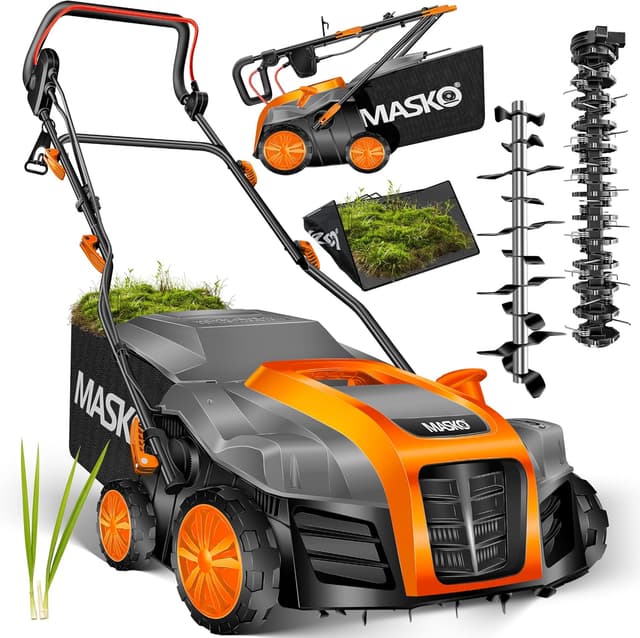 Detalle de MASKO® Elektro 2in1 Vertikutierer & Rasenlüfter 1800 W, 40 cm Arbeitsbreite, 55-L Fangkorb