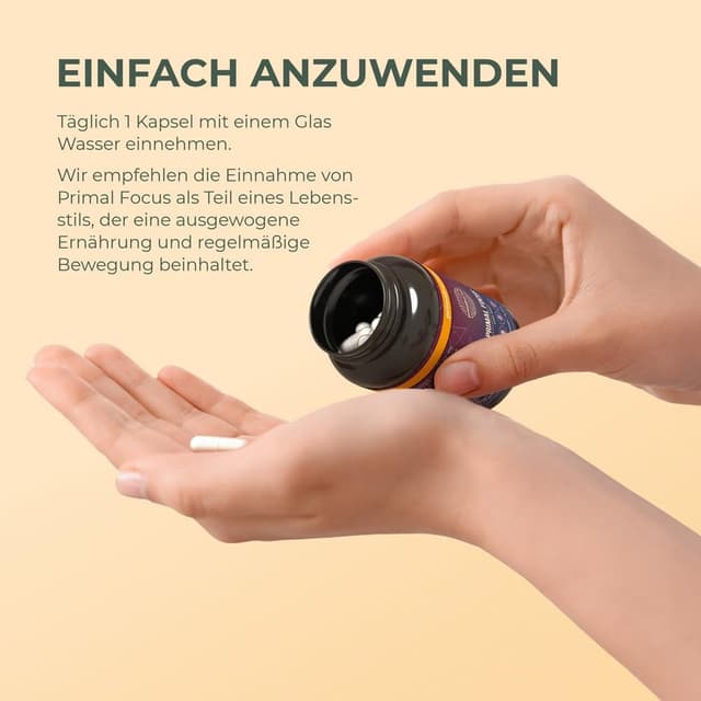 Detalle de Primal Harvest Kogni Boost – Nahrungsergänzung mit Koffein, L-Tyrosin, Citicolin, Bacopa, Rhodiola & B-Vitaminen (vegan)