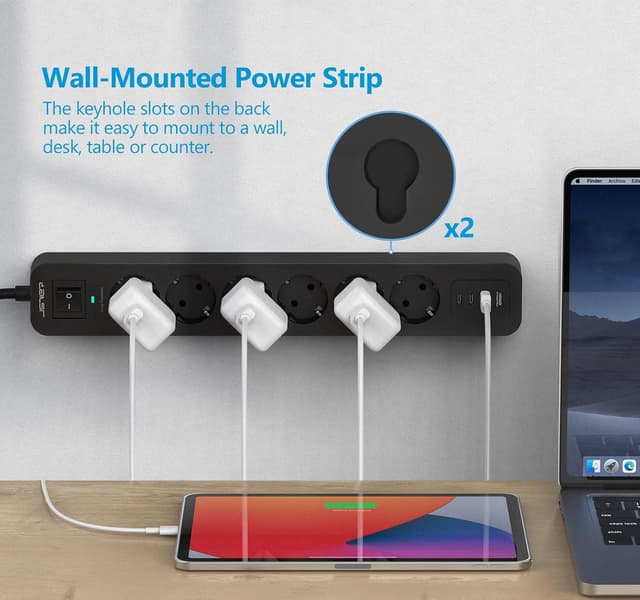 Detalle 2 de JSVER Ciabatta 3680W 6 vie con USB C e A