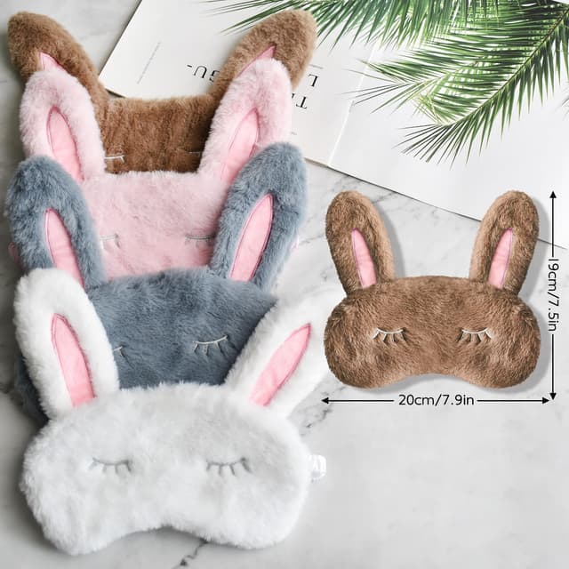 Detalle de VerteLife Sleep Mask Cute Bunny 3D Animal Eye Mask (Soft Plush Blindfold, Brown)