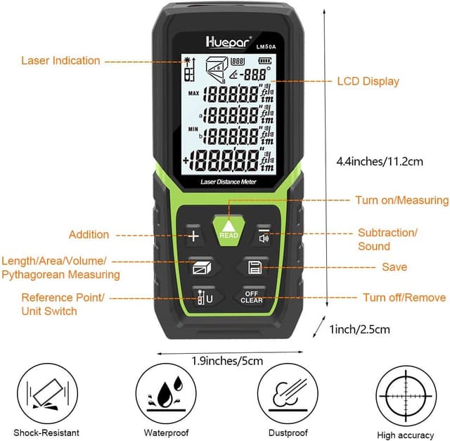 Thumbnail 4 de Huepar LM50A Laser Entfernungsmesser 50 m đ