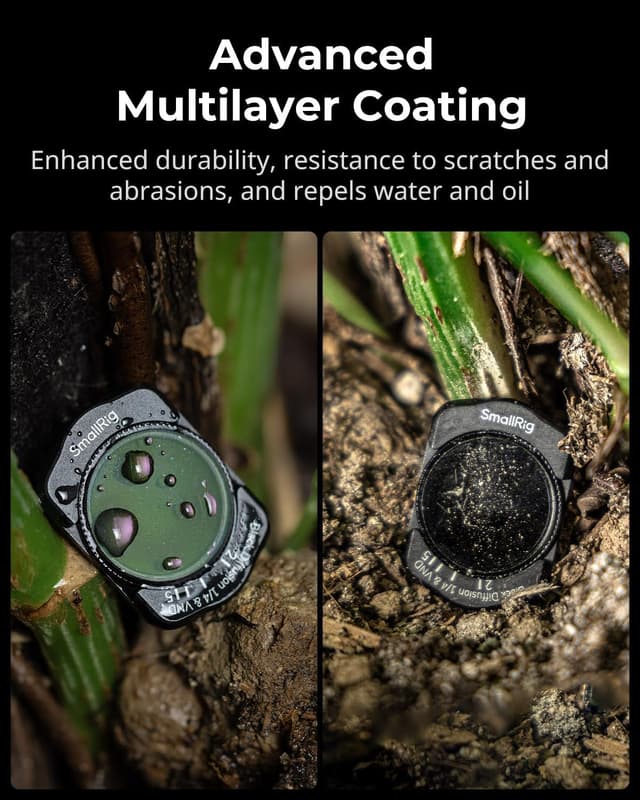 Detalle de SmallRig Ensemble de filtres magnétiques pour DJI Osmo Pocket 3 : diffusion noire 1/4 + ND/CPL, VND, filtre étoile 6 points et protecteur d’écran