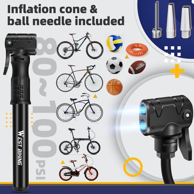 Detalle de West Biking Bicycle Pump Mini Bike Pump (Aluminium Alloy) for Presta & Schrader