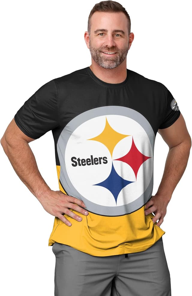 Detalle 2 de FOCO Men’s NFL Team Logo Cropped Rash Guard Swim Shirt (Officially Licensed)